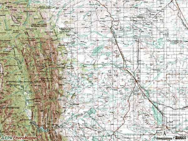 Zip code 59422 topographic map