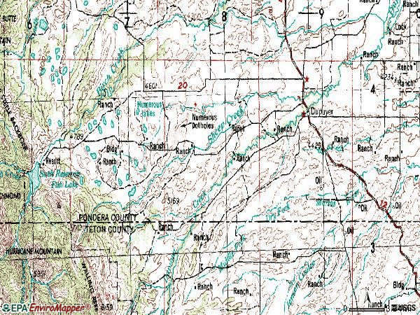 Zip code 59432 topographic map
