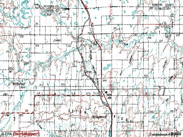 Zip code 59433 topographic map