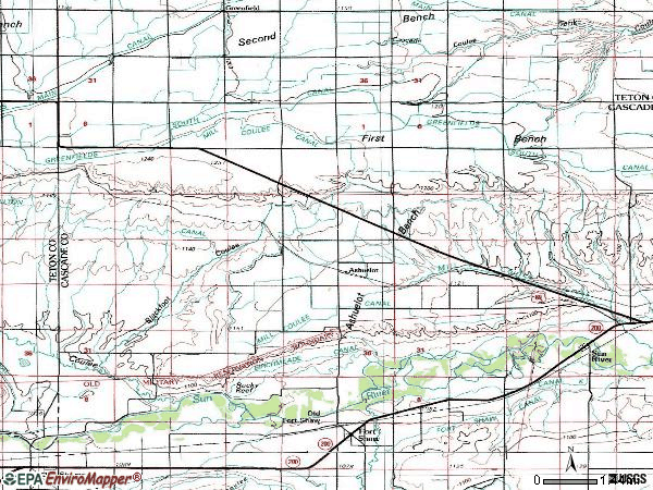 Zip code 59443 topographic map