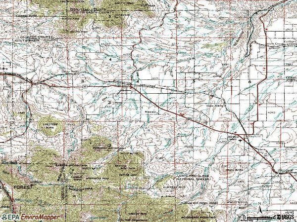 Zip code 59447 topographic map