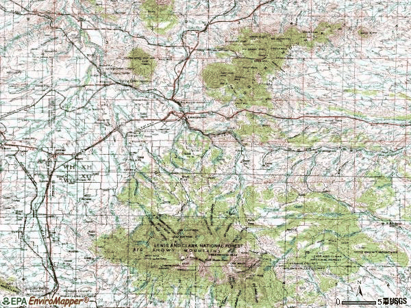 Zip code 59457 topographic map