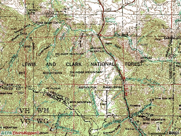 Zip code 59463 topographic map