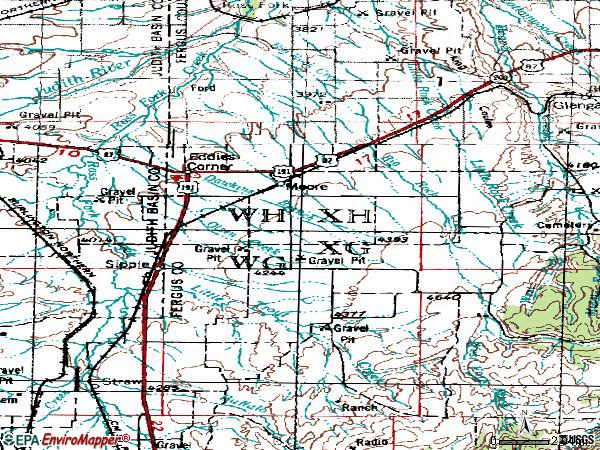 Zip code 59464 topographic map