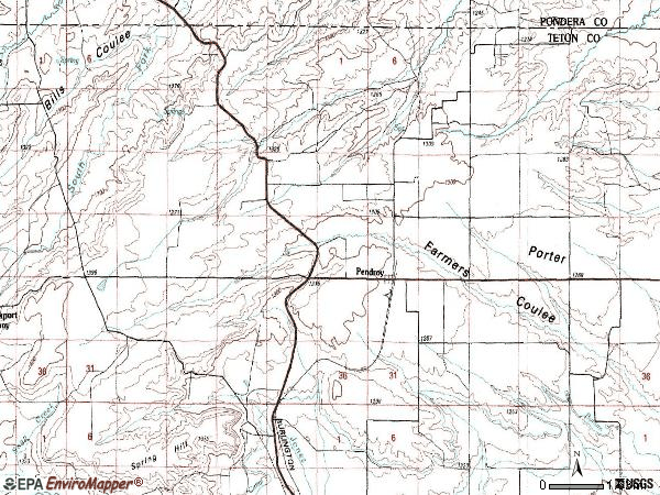Zip code 59467 topographic map