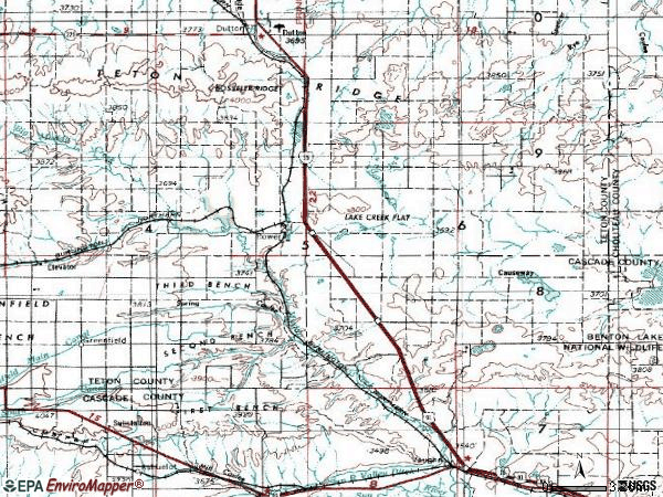 Zip code 59468 topographic map