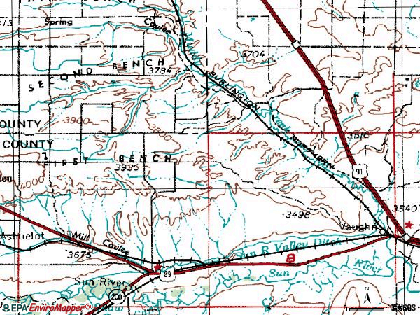 Zip code 59487 topographic map