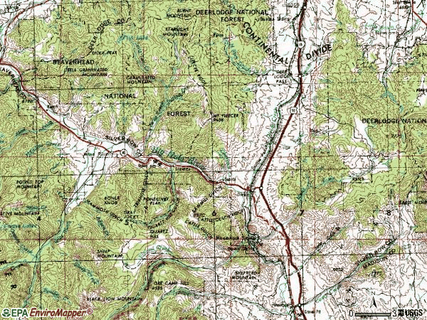Zip code 59727 topographic map
