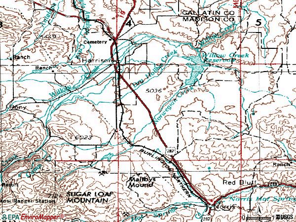 Zip code 59735 topographic map