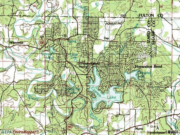 Zip code 72512 topographic map