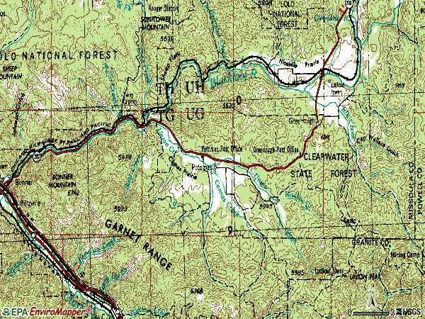 Zip code 59823 topographic map