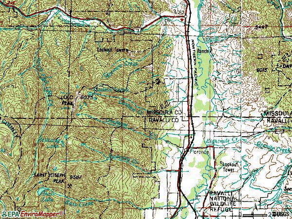 Zip code 59832 topographic map
