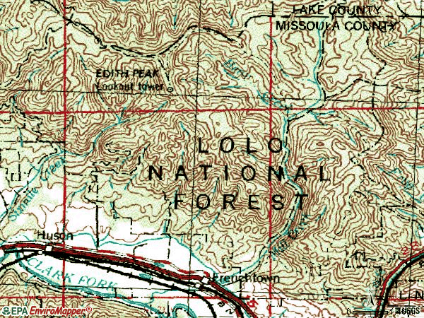 Zip code 59834 topographic map