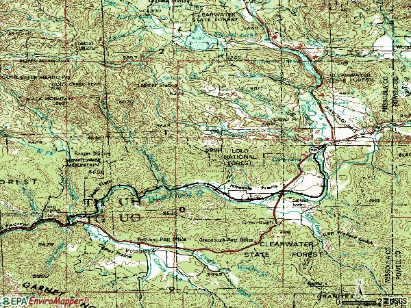 Zip code 59836 topographic map