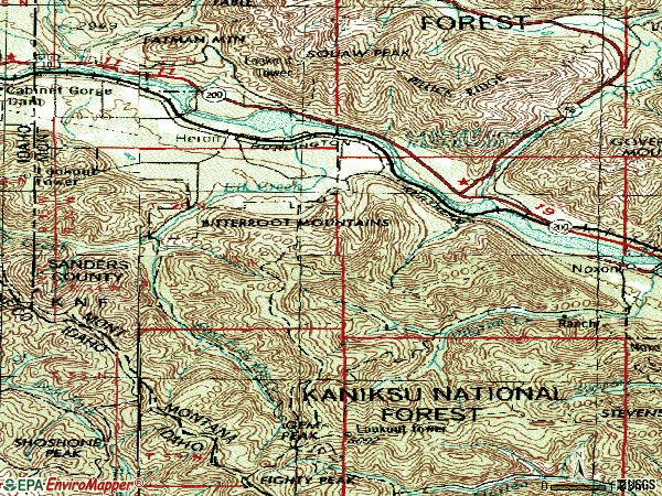 Zip code 59844 topographic map