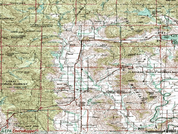 Zip code 59845 topographic map
