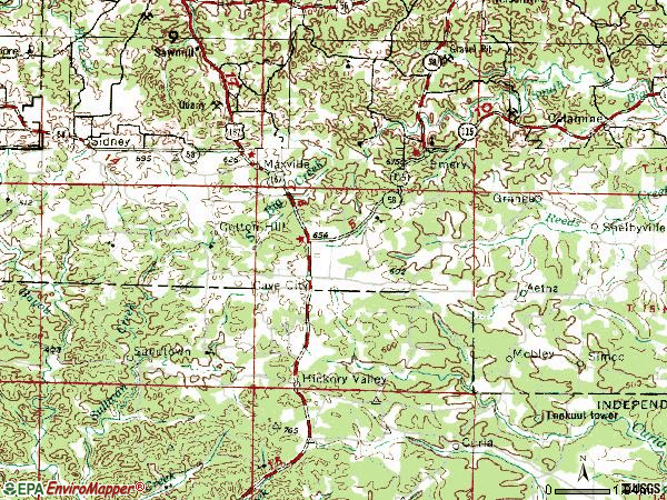 Zip code 72521 topographic map