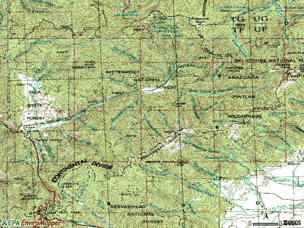 Zip code 59871 topographic map