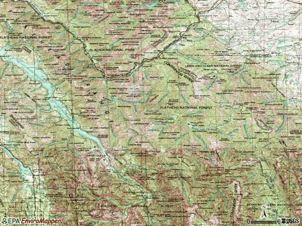 Zip code 59916 topographic map