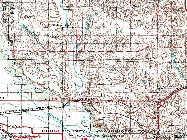 Zip code 68002 topographic map