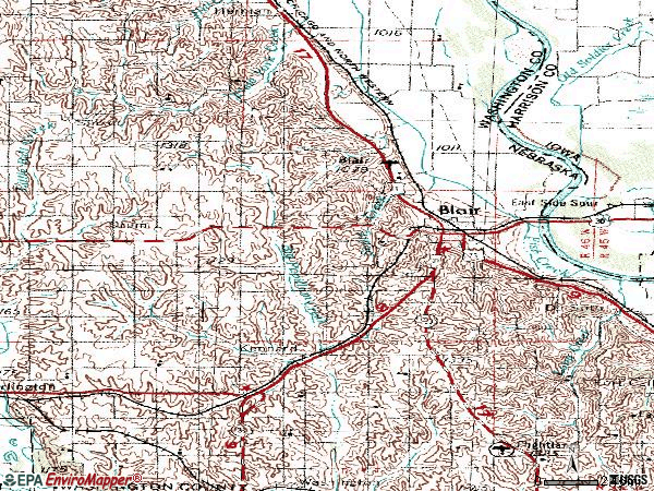 Zip code 68008 topographic map