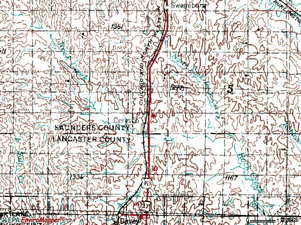 Zip code 68017 topographic map