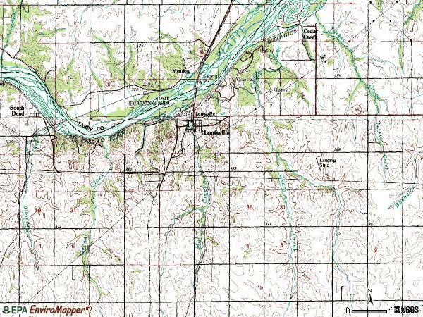 Zip code 68037 topographic map