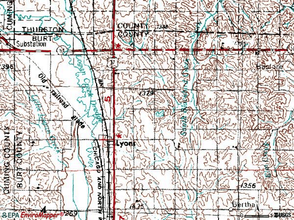 Zip code 68038 topographic map