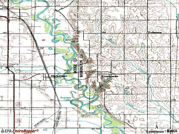 Zip code 68044 topographic map
