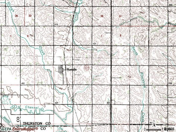 Zip code 68055 topographic map
