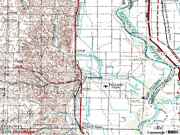 Zip code 68061 topographic map