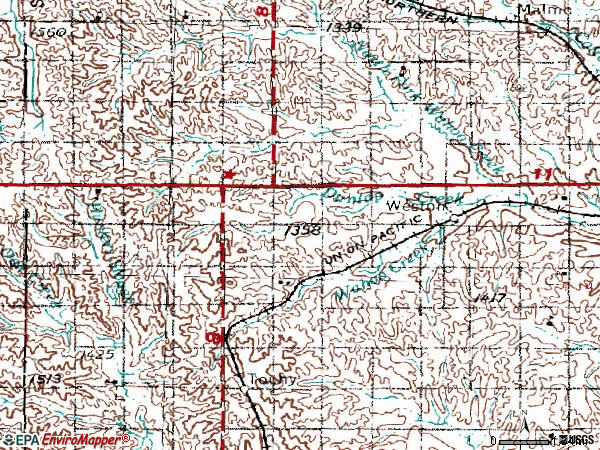 Zip code 68070 topographic map