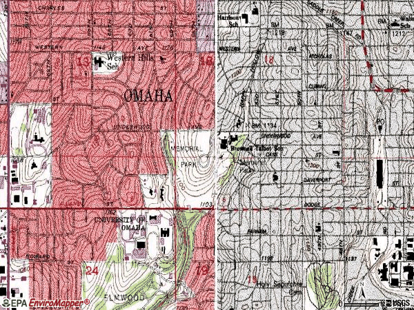Zip code 68132 topographic map