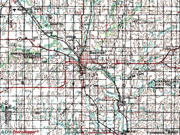 Zip code 68310 topographic map
