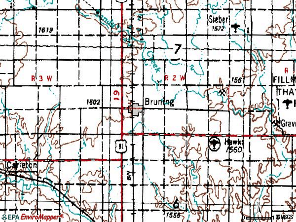 Zip code 68322 topographic map