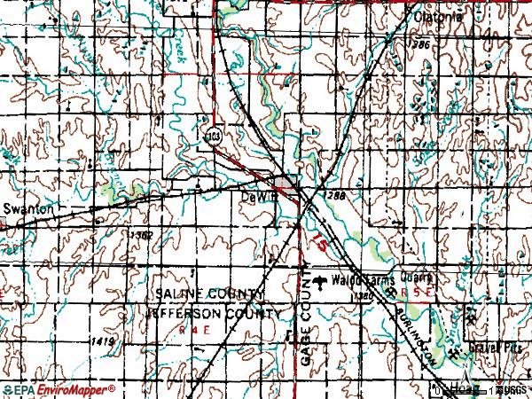Zip code 68341 topographic map