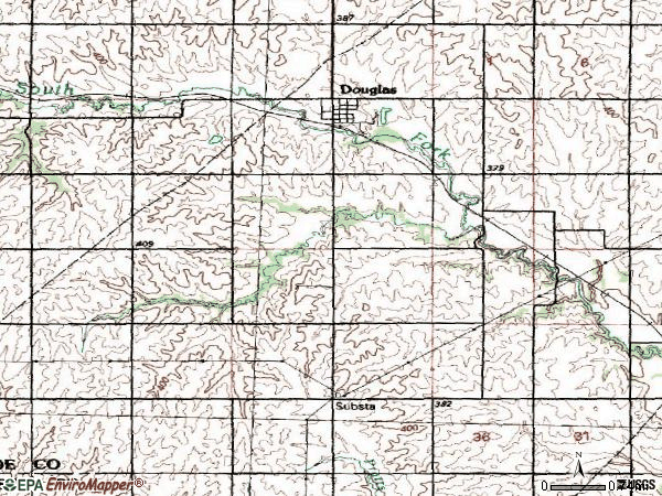 Zip code 68344 topographic map