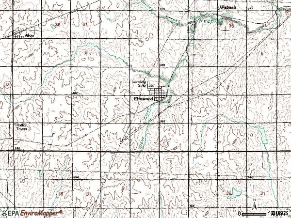 Zip code 68349 topographic map