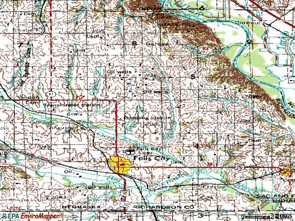 Zip code 68355 topographic map