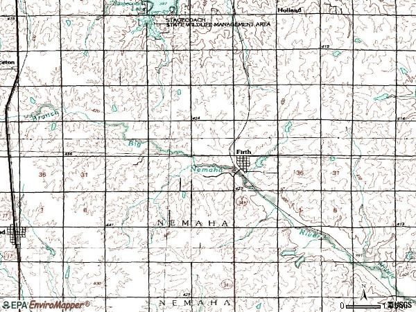 Zip code 68358 topographic map