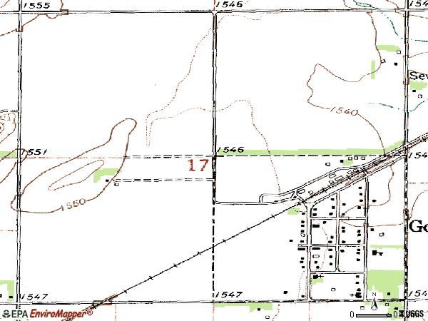 Zip code 68364 topographic map