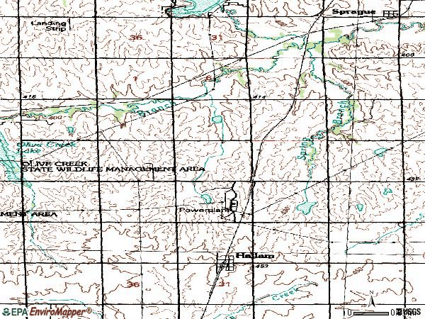 Zip code 68368 topographic map