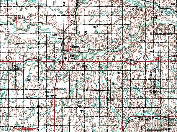 Zip code 68370 topographic map