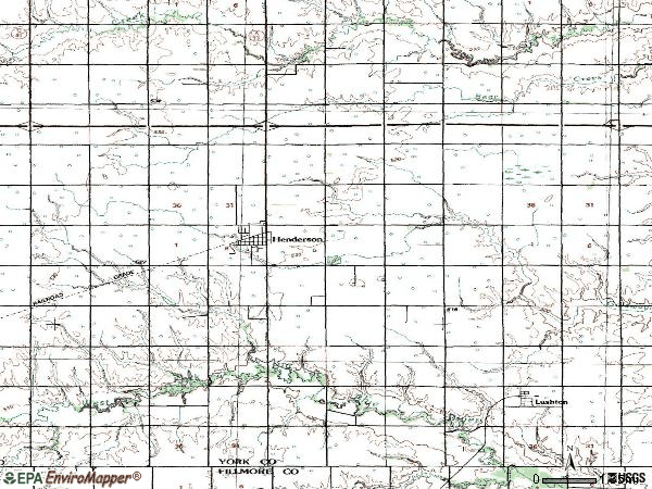 Zip code 68371 topographic map