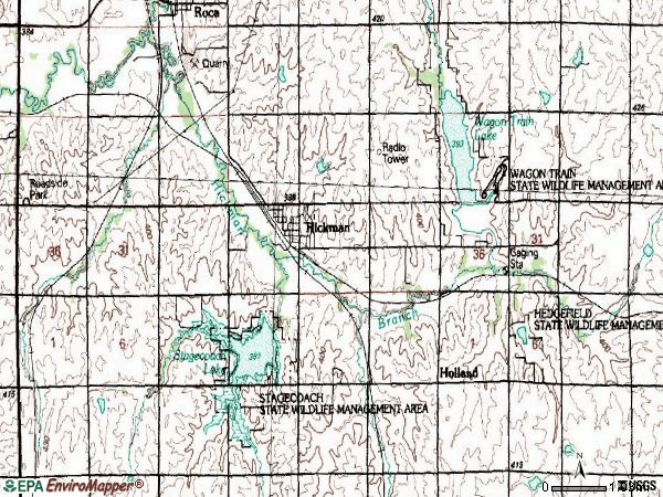 Zip code 68372 topographic map