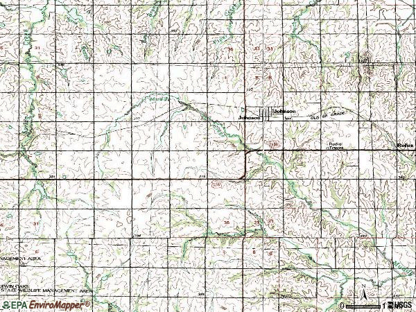 Zip code 68378 topographic map