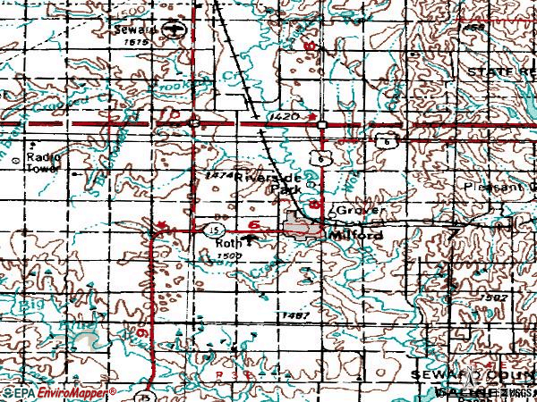 Zip code 68405 topographic map
