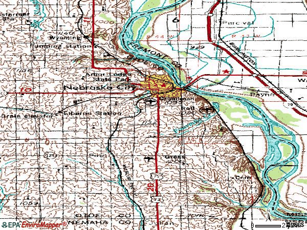 Zip code 68410 topographic map