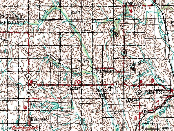 Zip code 68441 topographic map