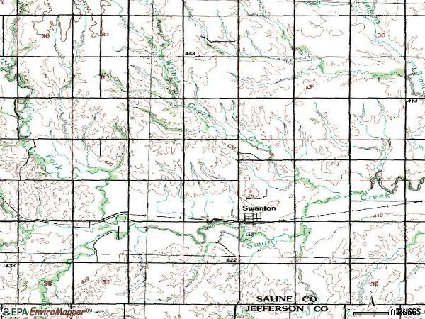 Zip code 68445 topographic map